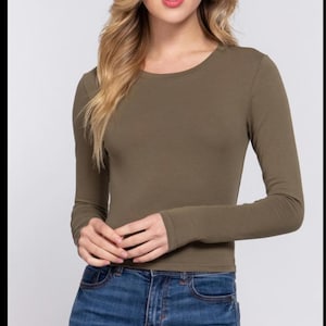 Cotton Basic Long Sleeve Round Neck Tee