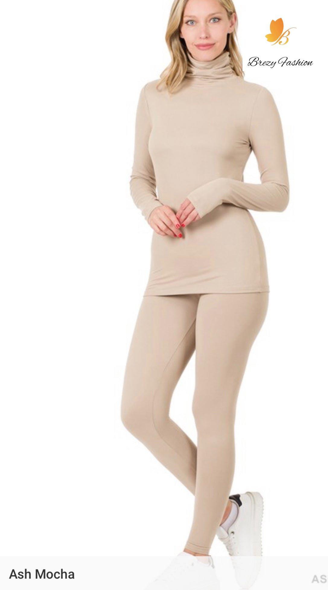 Microfiber Round Neck Top & Leggings Set