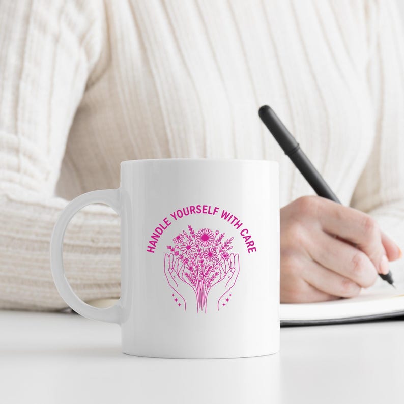 Self Care PNG Bundle 36 Files Mental Health Sublimation - 12 Designs in 3 Colors Mulberry Pink White Black Commercial Use image 5