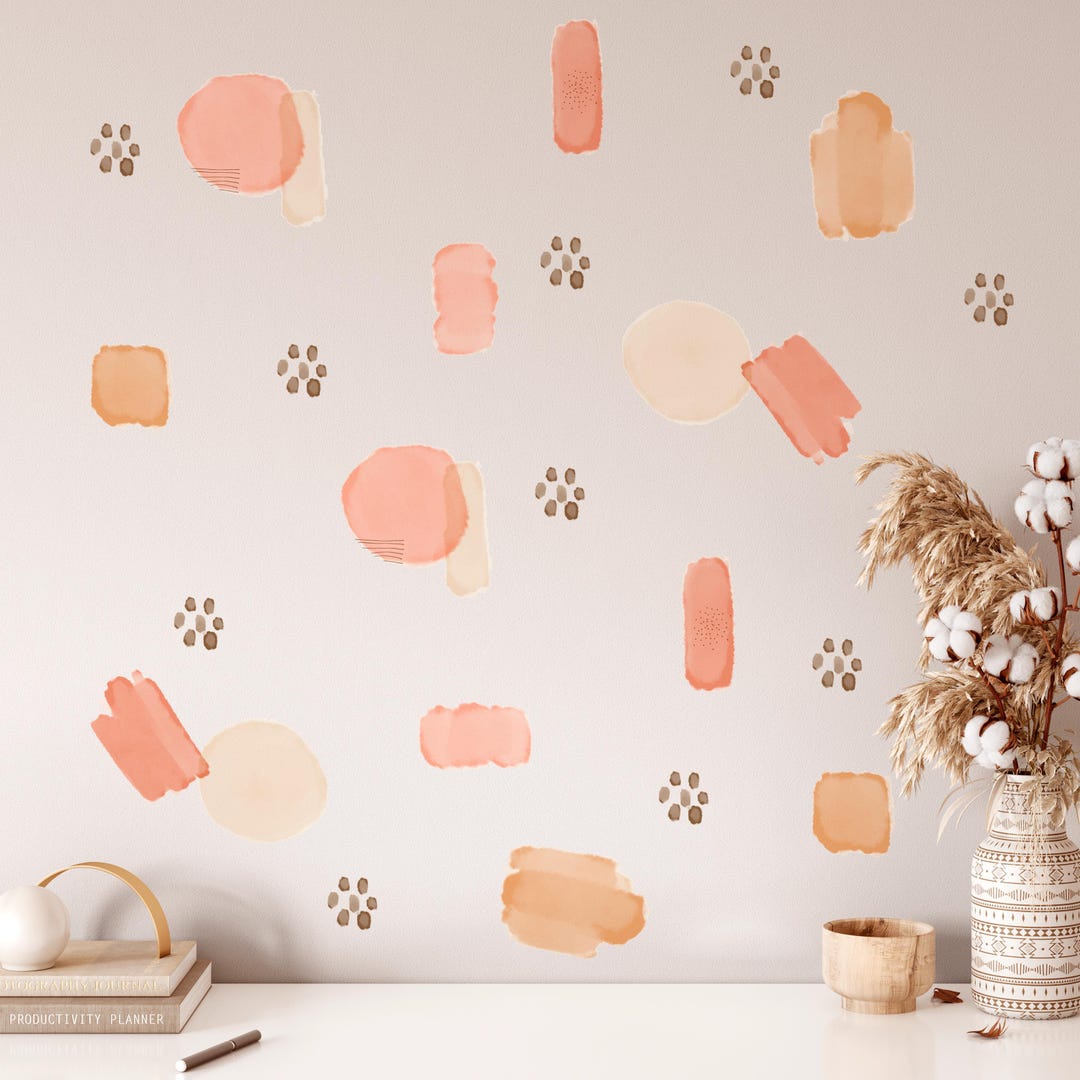 Boho Wall Decals - Watercolor Sticker for Nursery, Unique Modern Decor ...