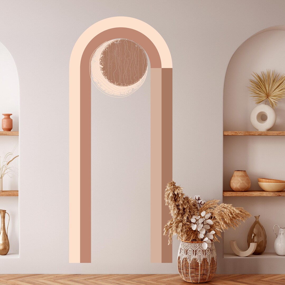 Arch Headboard Wall Decal - Boho Removable Circle Sticker, Large Peel ...