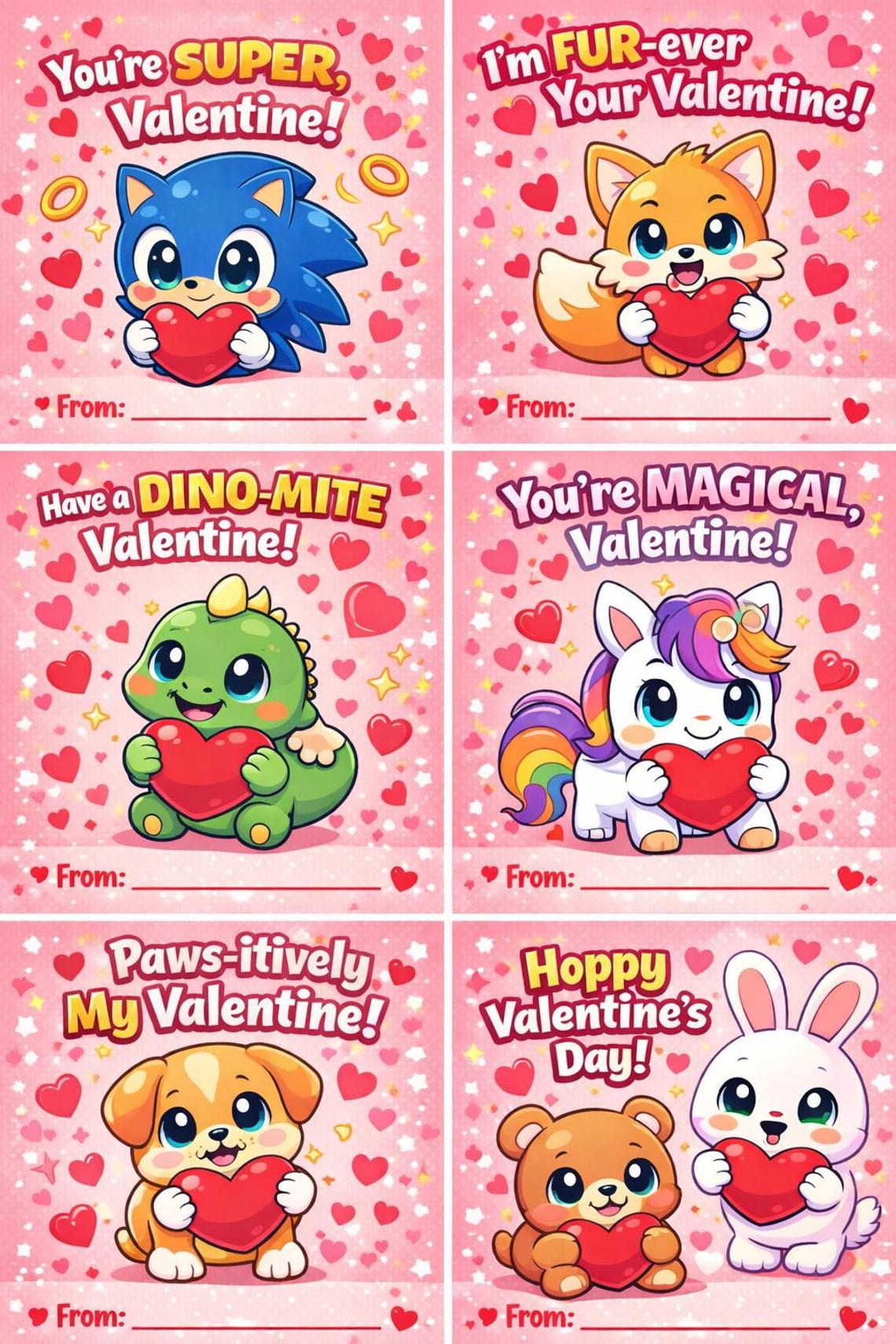 Animal Valentine Cards for Kids | Classroom Valentines (digital ...
