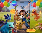 Pokemon Video Invitation with Photo, Pikachu and Friends Animated Invite, Editable Canva Template, Birthday Party Theme (Digital Download)