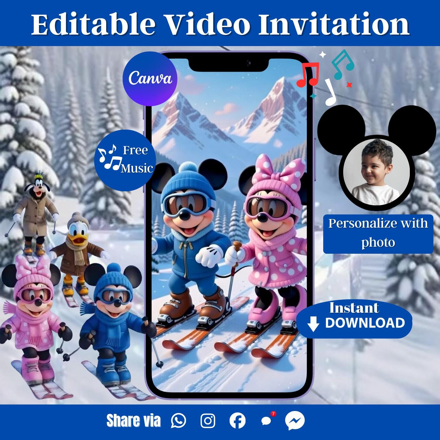 Mickey mouse skiing - Etsy 日本