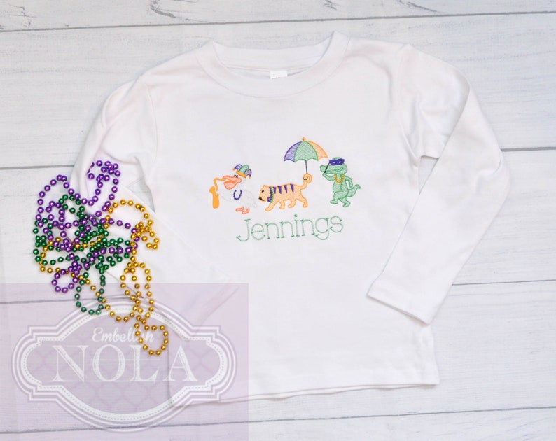 Animal Parade Embroidered Shirt, Mardi Gras Shirt, Mardi Gras Outfit image 3