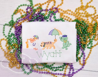 Animal Parade Embroidered Shirt, Mardi Gras Shirt, Mardi Gras Outfit