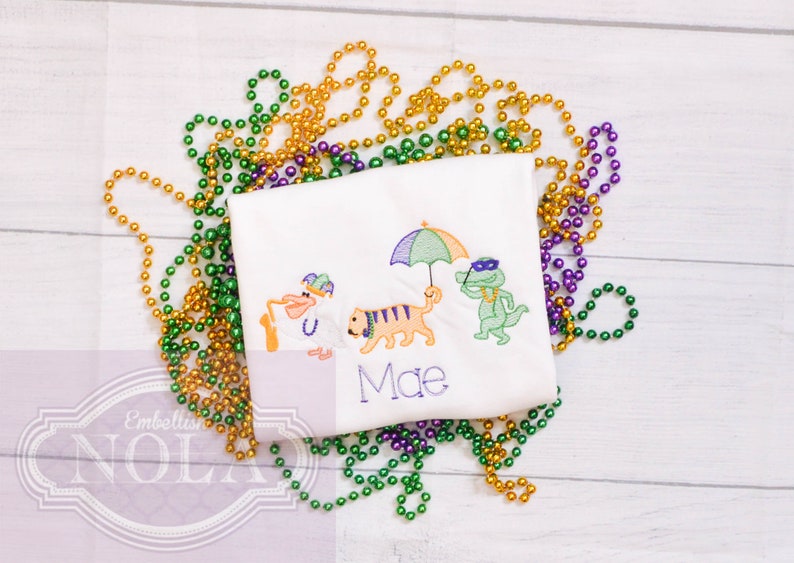 Animal Parade Embroidered Shirt, Mardi Gras Shirt, Mardi Gras Outfit image 4