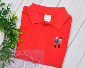 Nutcracker with Monogram Collared Shirt, Christmas Shirt, Nutcracker Shirt, Christmas Outfit