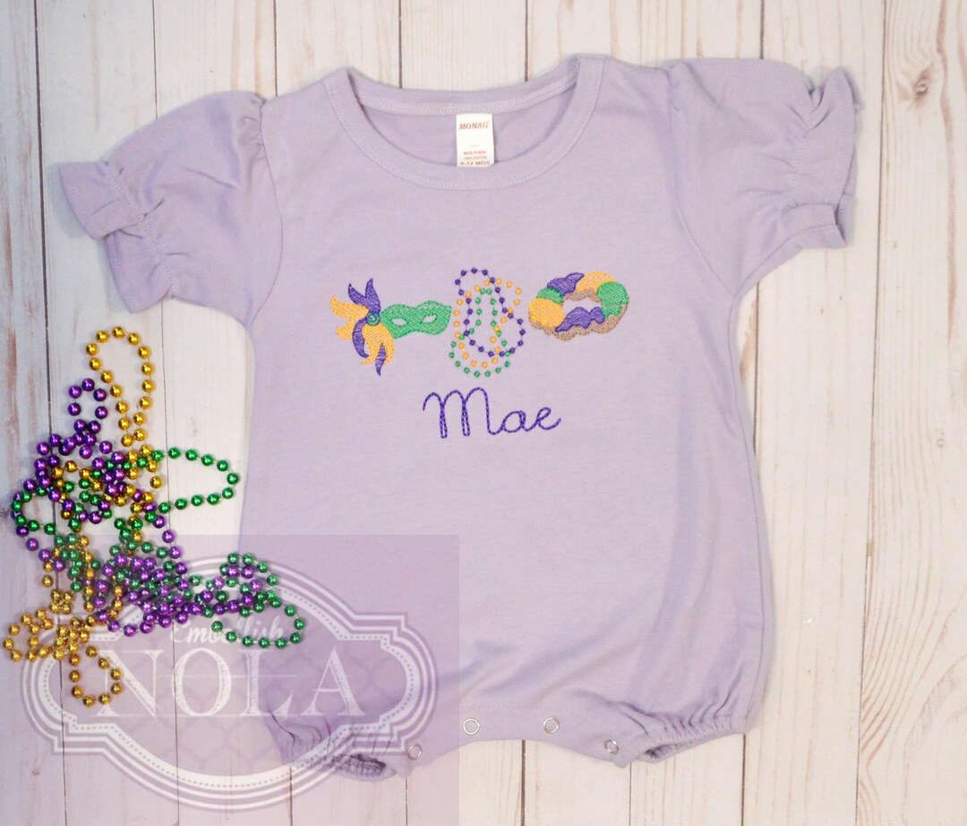 Mardi Gras Patch Short Sleeve Romper - White main image 0