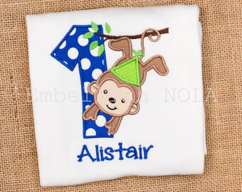 Monkey Birthday Applique Shirt Little Monkey Birthday Theme Zoo Theme