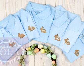 Lapin de Pâques avec chemise à col monogramme Chemise de Pâques Tenue de Pâques