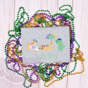 Animal Parade Embroidered Shirt, Mardi Gras Shirt, Mardi Gras Outfit