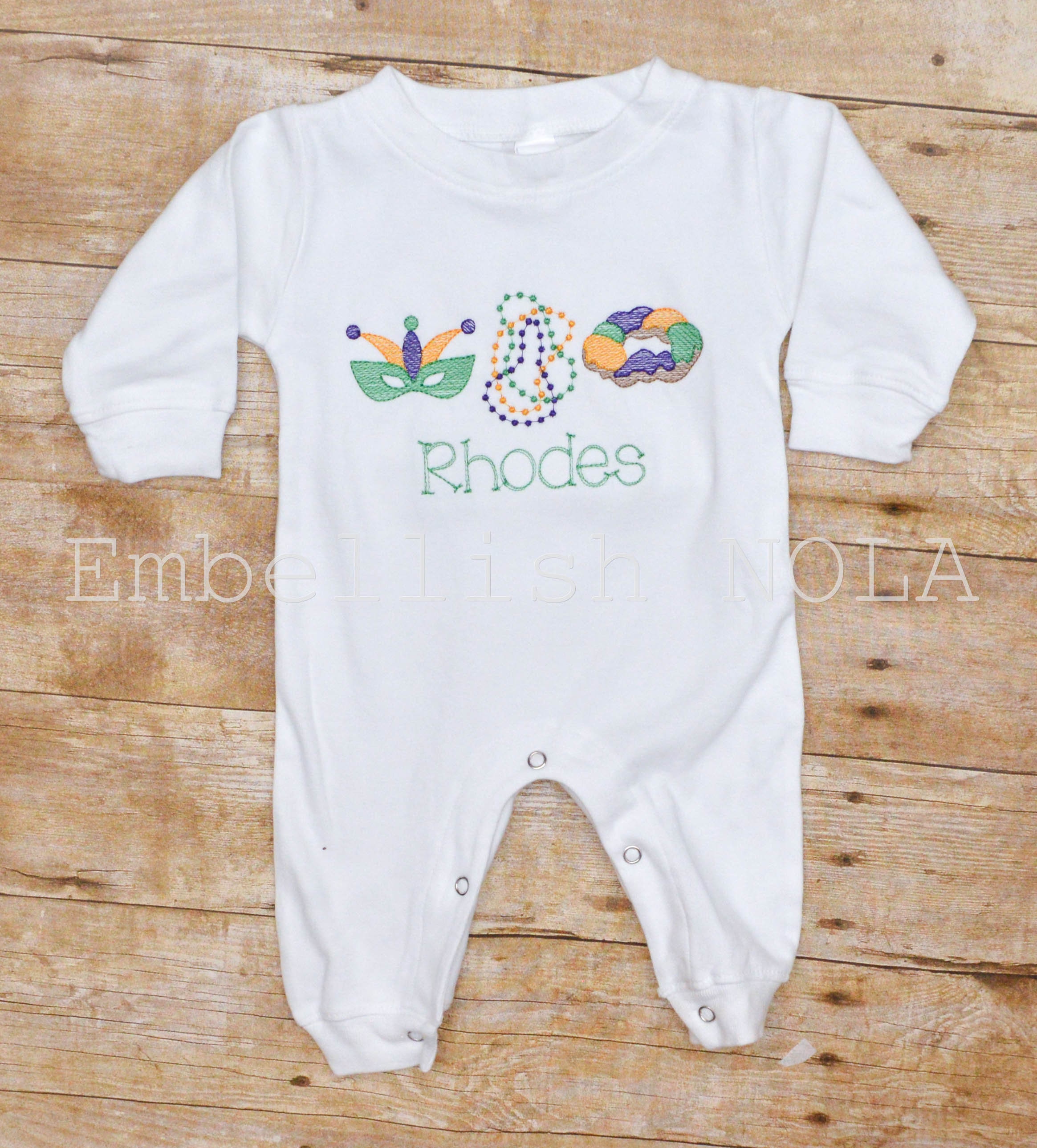 Mardi Gras Patch Short Sleeve Romper - White main image 1