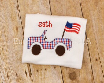 Patriotic Independence Day American Flag Truck 4th of July Memorial Day Shirt or Bodysuit
