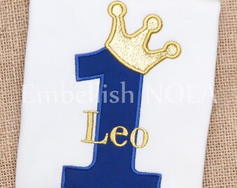 Little Prince Crown Number Applique Birthday Shirt or Bodysuit