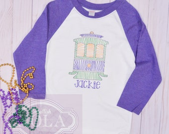 Mardi Gras Streetcar Embroidered Shirt, Streetcar Shirt, Mardi Gras Shirt, Mardi Gras Outfit