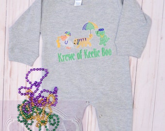 Krewe of... Animal Parade Mardi Gras Romper, Knit Romper, Mardi Gras Outfit, Pregnancy Announcement, Baby Introduction