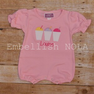 Triple Snoball Applique Embroidered Monogrammed Personalized Light Pink Knit Bubble