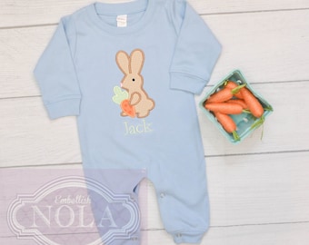 Easter Bunny Rabbit Applique Romper, Short Romper or Long Romper, Easter Outfit