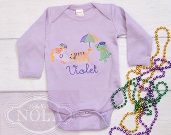 Animal Parade Mardi Gras Bodysuit, Knit Bodysuit, Mardi Gras Outfit