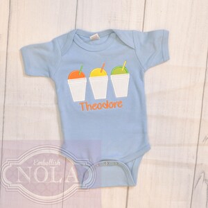 Snoball Applique Monogrammed Knit Light Blue Bodysuit, Summer Outfit