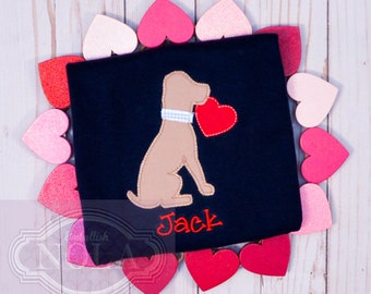 Valentine Puppy Dog Applique Shirt or Bodysuit, Valentine Shirt