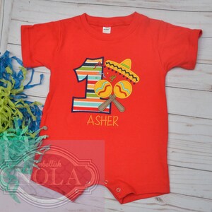 Fiesta Themed Applique Birthday Romper, Cinco de Mayo Theme, Taco Party, Taco Theme, Fiesta, Fiesta Outfit