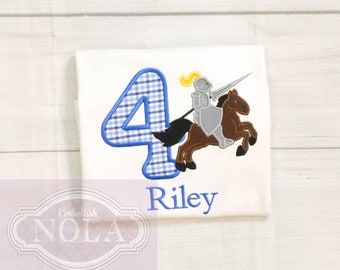 Knight Birthday Shirt, Applique Shirt or Bodysuit