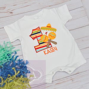 Fiesta Themed Applique Birthday Romper, Cinco de Mayo Theme, Taco Party, Taco Theme, Fiesta, Fiesta Outfit, Cinco de Mayo, Fiesta Birthday