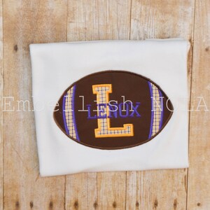 Purple and Gold Football Varsity Letter Applique Shirt or Bodysuit