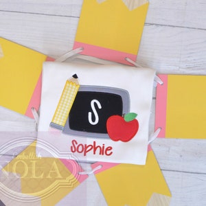 Blackboard with Pencil and Apple Applique Monogram Shirt Back to School Shirt