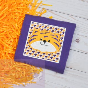 Tiger Boy Applique Monogram Purple or White Shirt or Bodysuit