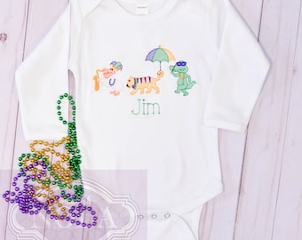 Animal Parade Embroidered Shirt, Mardi Gras Shirt, Mardi Gras Outfit