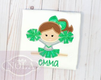 Green and Silver Cheerleader Applique Shirt or Bodysuit