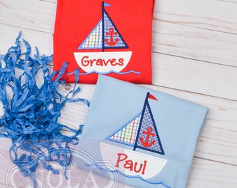 Sailboat Applique Shirt, Sailboat Shirt, Sailboat Theme, Sailboat Shirt, Personalized Sailboat Shirt, Nautical Theme, Nautical Shirt