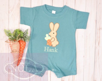 Easter Bunny Rabbit Applique Romper/Short Romper/Long Romper/Easter Outfit/Easter Romper/Easter Bunny/Easter Rabbit/Bunny Applique/Easter