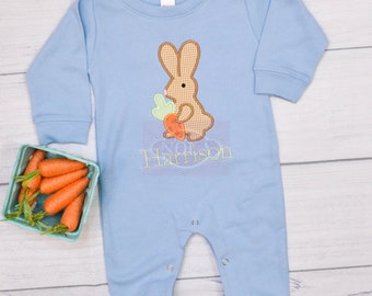 Easter Bunny Rabbit Applique Romper, Short Romper or Long Romper, Easter Outfit