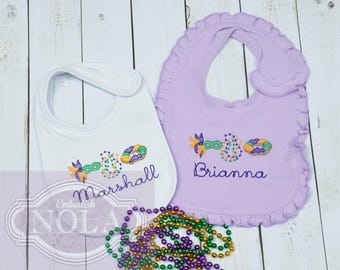 Mardi Gras Bib, Monogrammed Mardi Gras Bib