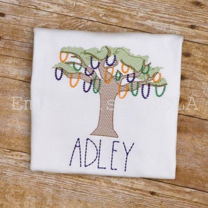 Mardi Gras Tree Embroidered Shirt, Bead Tree Shirt, Mardi Gras Shirt, Mardi Gras Outfit