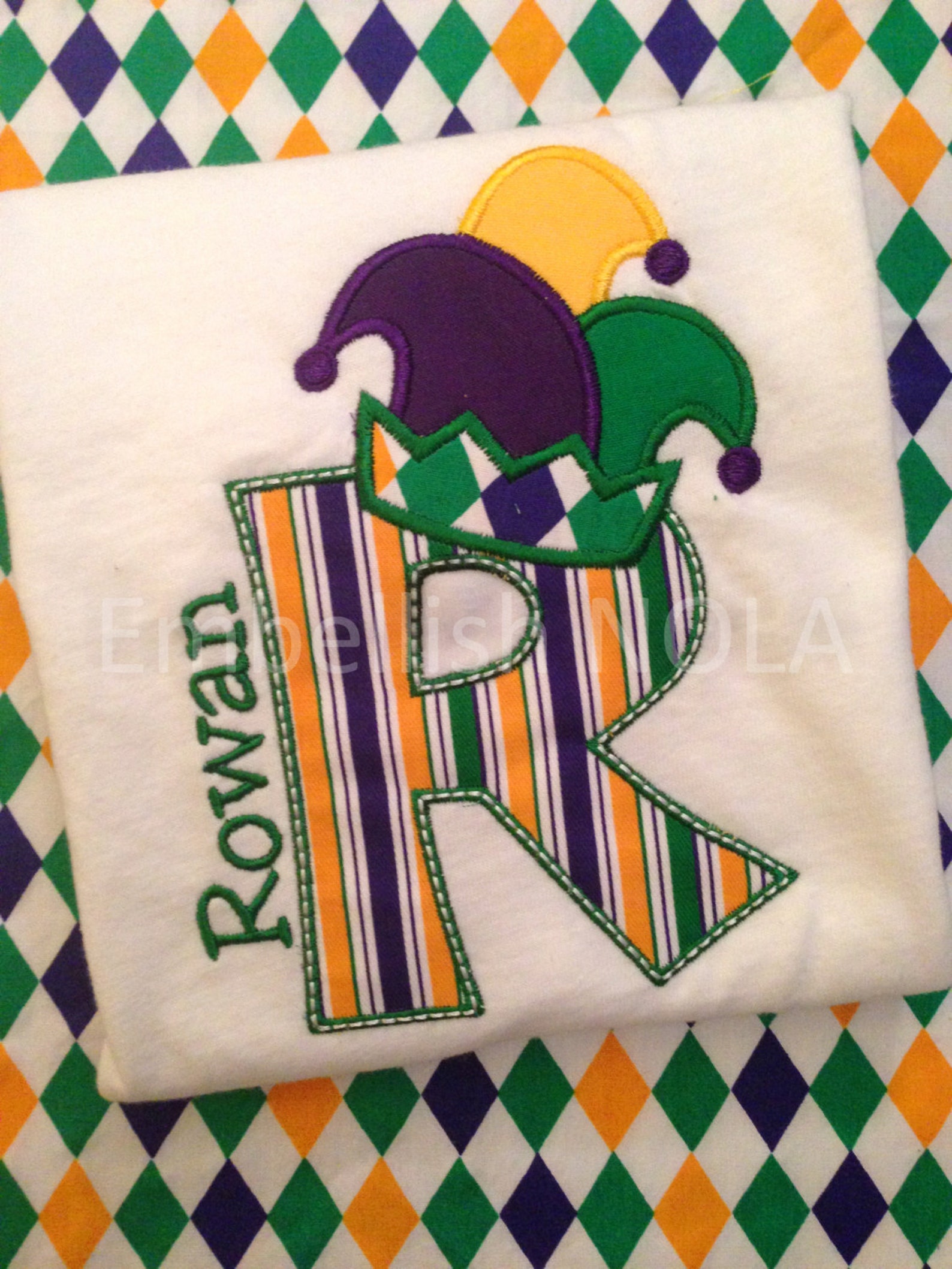 Jester Hat Letter Applique Shirt or Bodysuit New Orleans Etsy