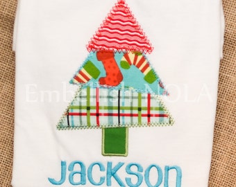 Christmas Tree Applique Shirt or Bodysuit for Boys