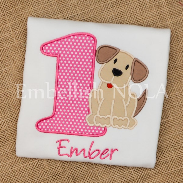 Puppy Dog Appliqued Birthday Shirt