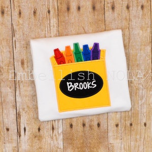 Crayon Box Applique Shirt Back to School Shirt Color Box