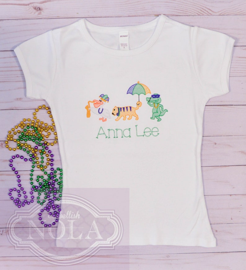 Animal Parade Embroidered Shirt, Mardi Gras Shirt, Mardi Gras Outfit image 6