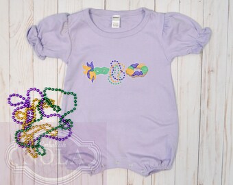 Mardi Gras Embroidered Romper, New Orleans, Mardi Gras Outfit