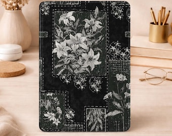 Flower Kindle Case Dark Gothic Floral Cover for Kindle Paperwhite 12, 11, 10, Signature, Kids, Kindle 2024, Oasis 3, Colorsoft, Scribe 10.2