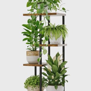 4 Tier Corner Plant Stand Indoor Metal Plant Shelf Space Saving Flower Pot Rack for Balcony Patio Garden Living Room Decor.