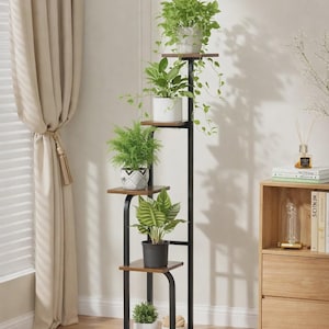 5 Tier Plant Stand Indoor Corner Plant Shelf for Multiple Plants Rustic Brown Flower Pot Rack for Balcony Patio Garden Home Decor.