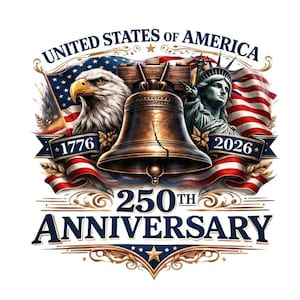 USA 250-jähriges Jubiläum PNG, Amerika 1776-2026 Patriotischer Adler Liberty Bell Design, USA 250 Jahre PNG, 4. Juli Sublimation PNG