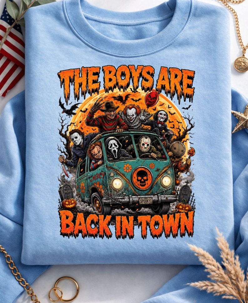 Spooky Slasher Gang Retro Van Graphic,